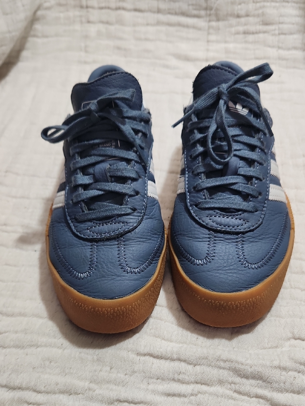 adidas Samba Platform Sneakers in Navy Blue and White with Gum Sole - Picture 2 of 6